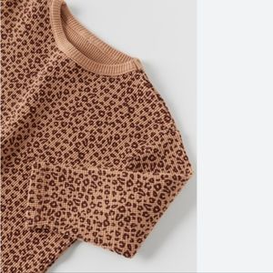 ZARA ANIMAL PRINT WAFFLE-KNIT SHIRT AND PANT SET 9-12 MONTHS